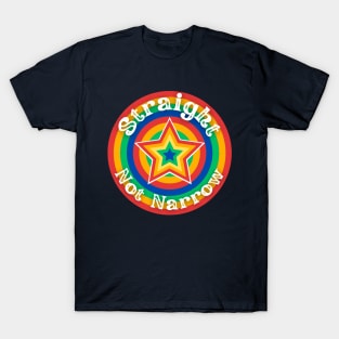 LGBTQ Ally - Straight, Not Narrow, Rainbow Star T-Shirt